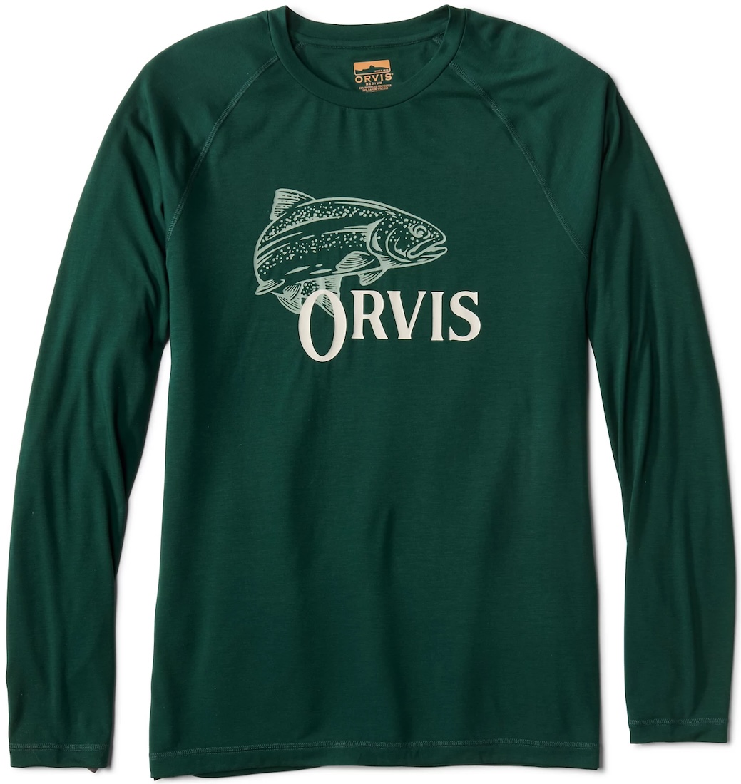 Orvis Dricast Logo Crew Sunshirt UPF 50+ Sonnenschutz Hemd peacock