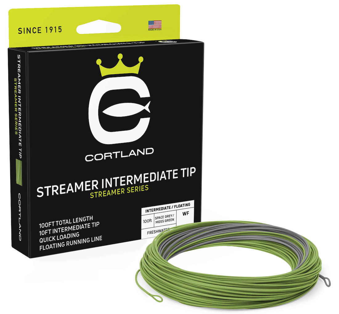 P-28507_Cortland_Streamer_Intermediate_Sink_Tip_Fliegenschnur_ Cortland streamer floating intermediate tip fly line Space Grey / Moss Green