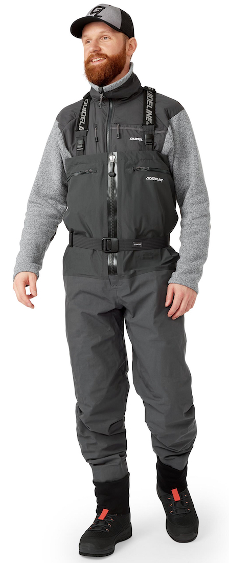P-16603_Guideline_Sonic_HD_Zip_Waders_ Model measures 184cm/78kg (6'1"/172lbs) and wears size Medium Long