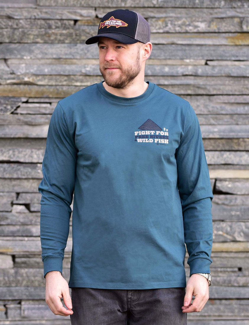 Frödin Free Rivers & Wild Fish Long Sleeve T-Shirt earth blue