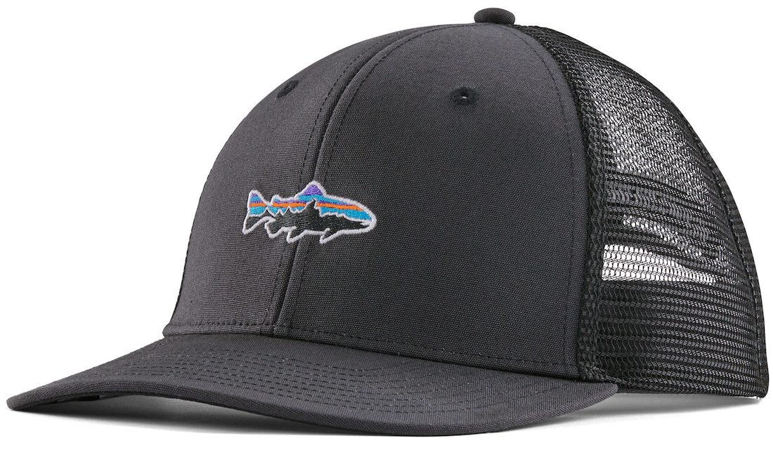 P-25850_Patagonia_Stand_UP_Trucker_Hat_BLK_ Patagonia Stand Up Trout Trucker Hat Cap INBK