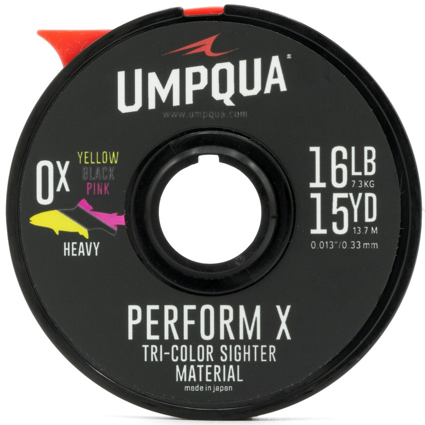 Umpqua Perform X Sighter Indicator Tippet Three Tone Pink/Black/Yellow 15yds Umpqua Perform X Sighter Indicator Tippet Three Tone Pink/Black/Yellow 15yds