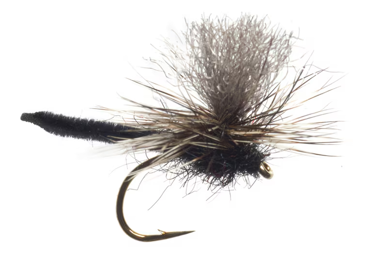 P-29084_Fulling_Mill_Palamino_Parachute_Black_ Fulling Mill Technical Dryfly Jackie's Black Palomino Parachute Dry Fly