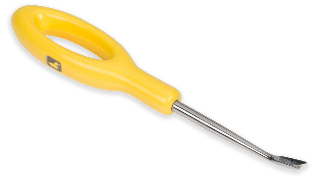 Loon Ergo Easy Cutter - Yellow - a simple way to cut thread, flash, floss, silk, feathers, GSP