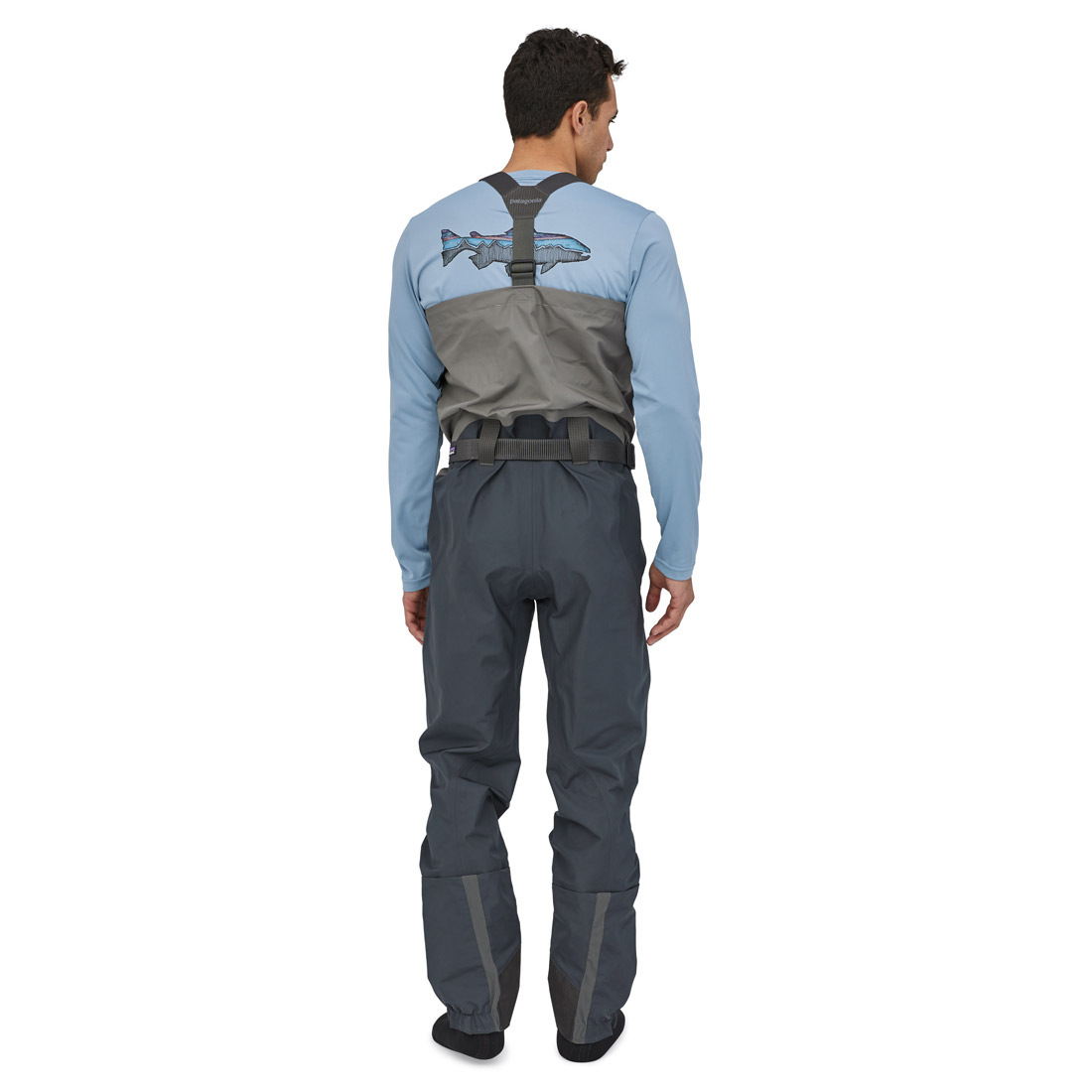Patagonia_Swiftcurrent_Wathose_SMDB_2 Model ist 185 cm und trägt Größe MRM