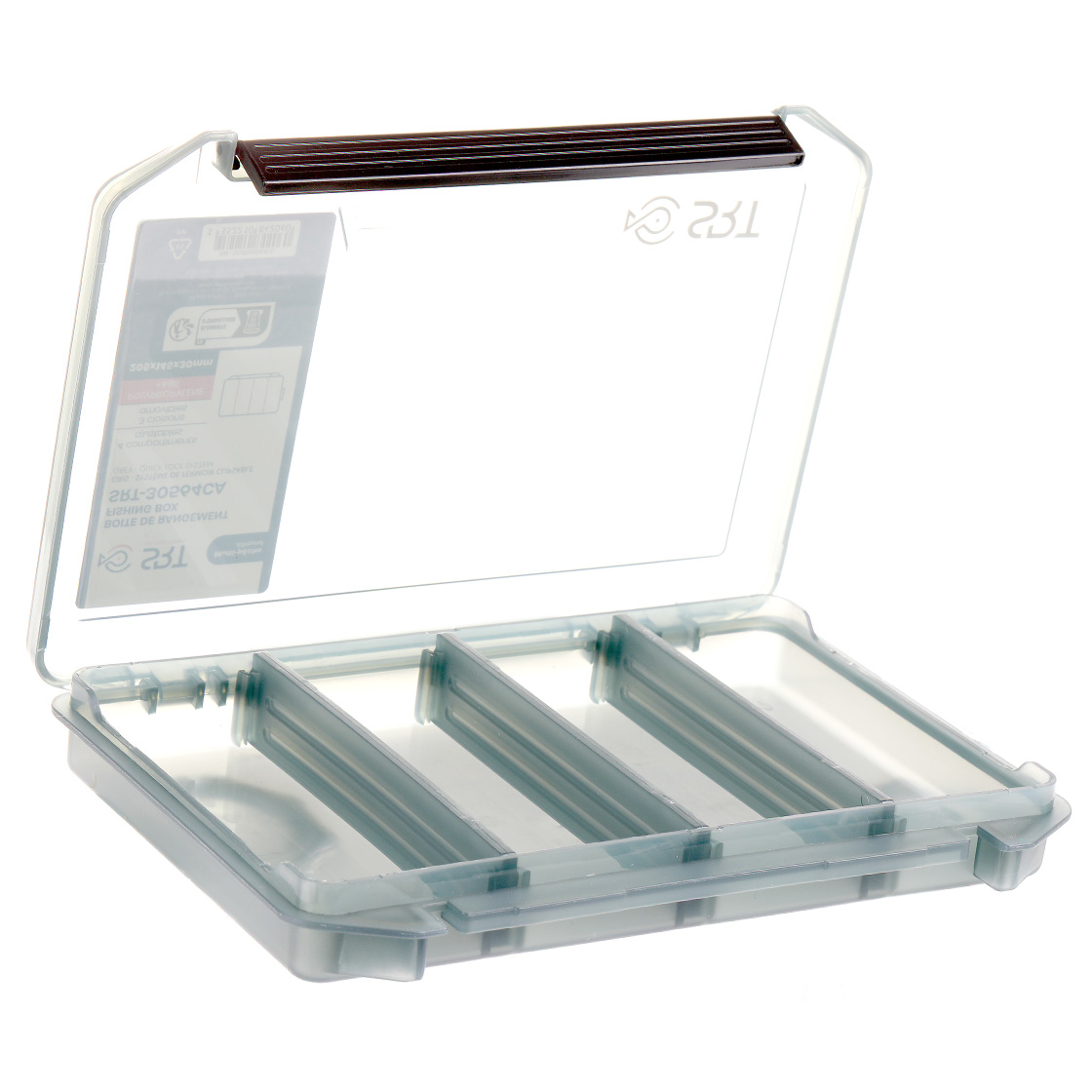 P-27520_Fliegenbox-4-Facher-3-Einteiler-20-5-x-14-5-x-3-0-cm_detail Fly box, lure box and small parts box 4 compartments, 3 dividers 20.5 x 14.5 x 3.0 cm