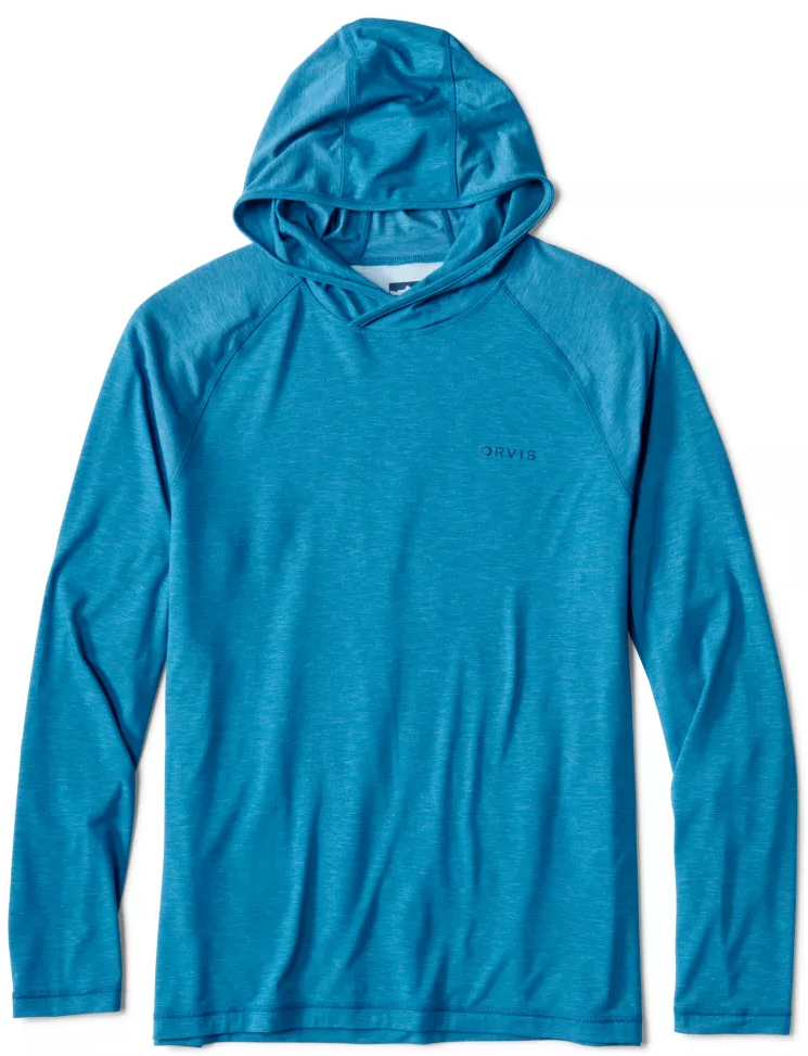 Orvis Dricast Hoodie Sunshirt UPF 50+ sun protection shirt pacific blue
