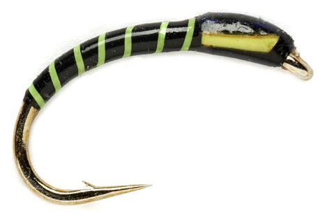 P-26923_Fulling_Mill_Fluo_Green_ribbed_Black_Buzzer_Nymph_ Fulling Mill Fluo Green Ribbed Black Buzzer Nymph