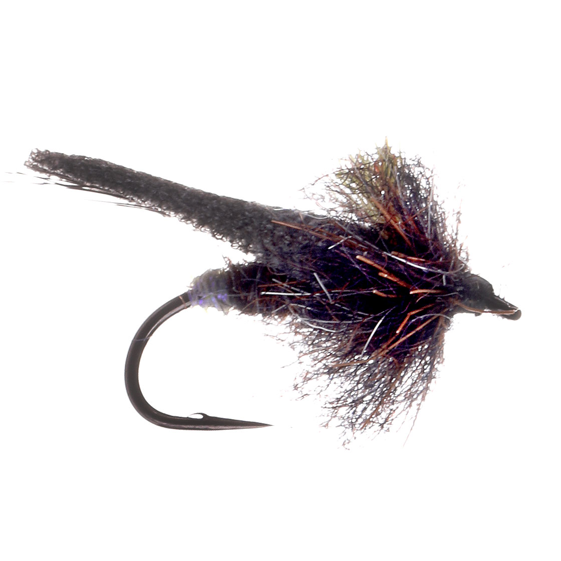 MFC Keller's Rage Cage Caddis Black Dry Fly Barbless #14