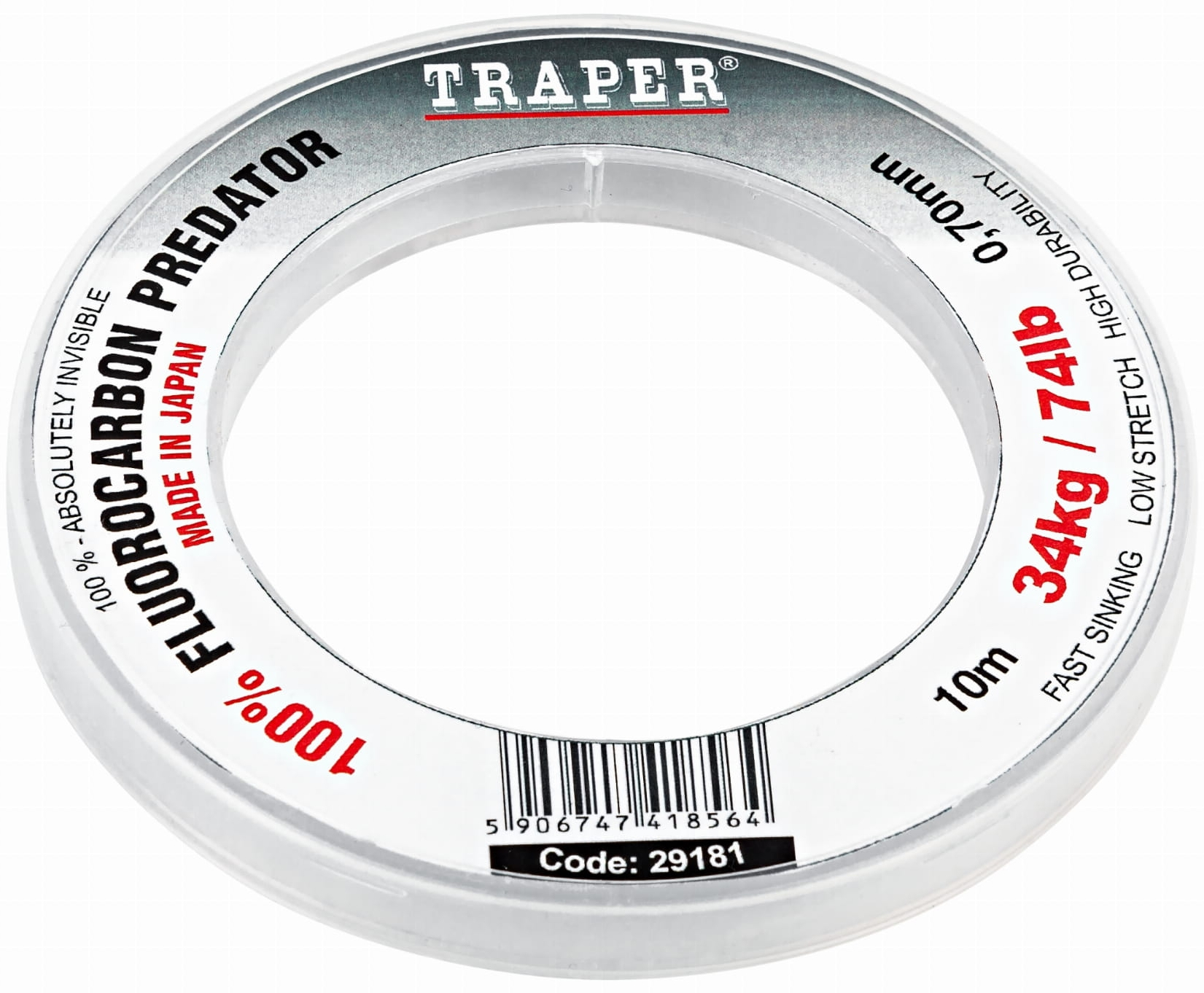 Traper 100% Fluorocarbon Predator 10m spool