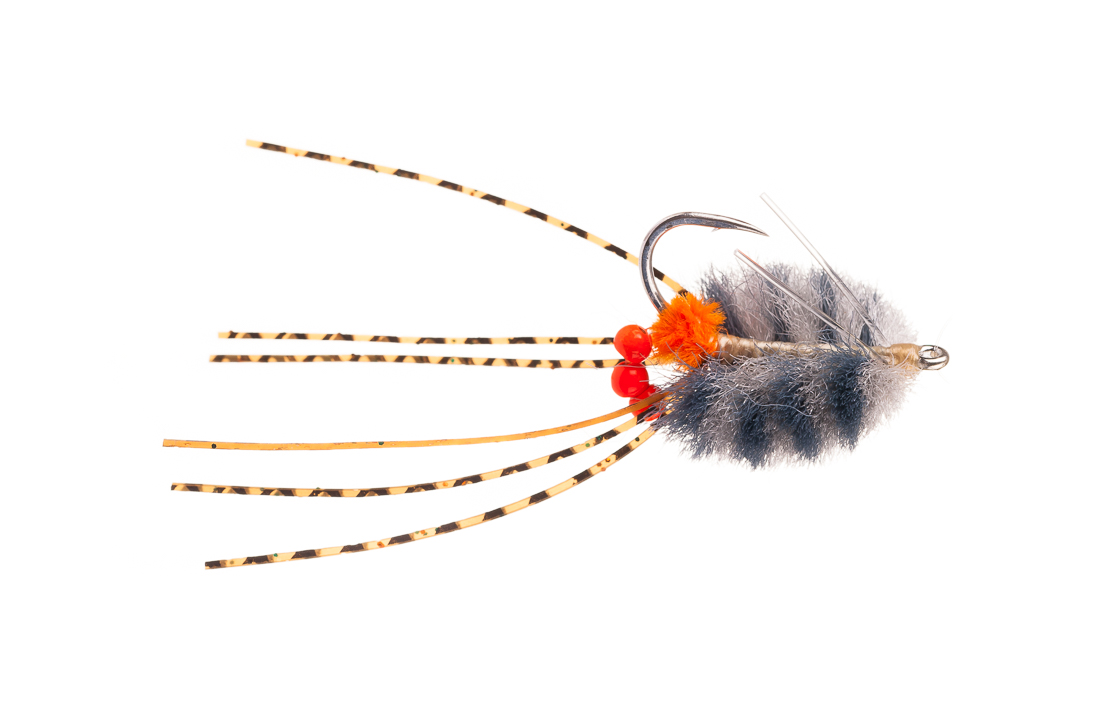 H2O Saltwater Fly - Rolling Bead Box Crab two tone grey