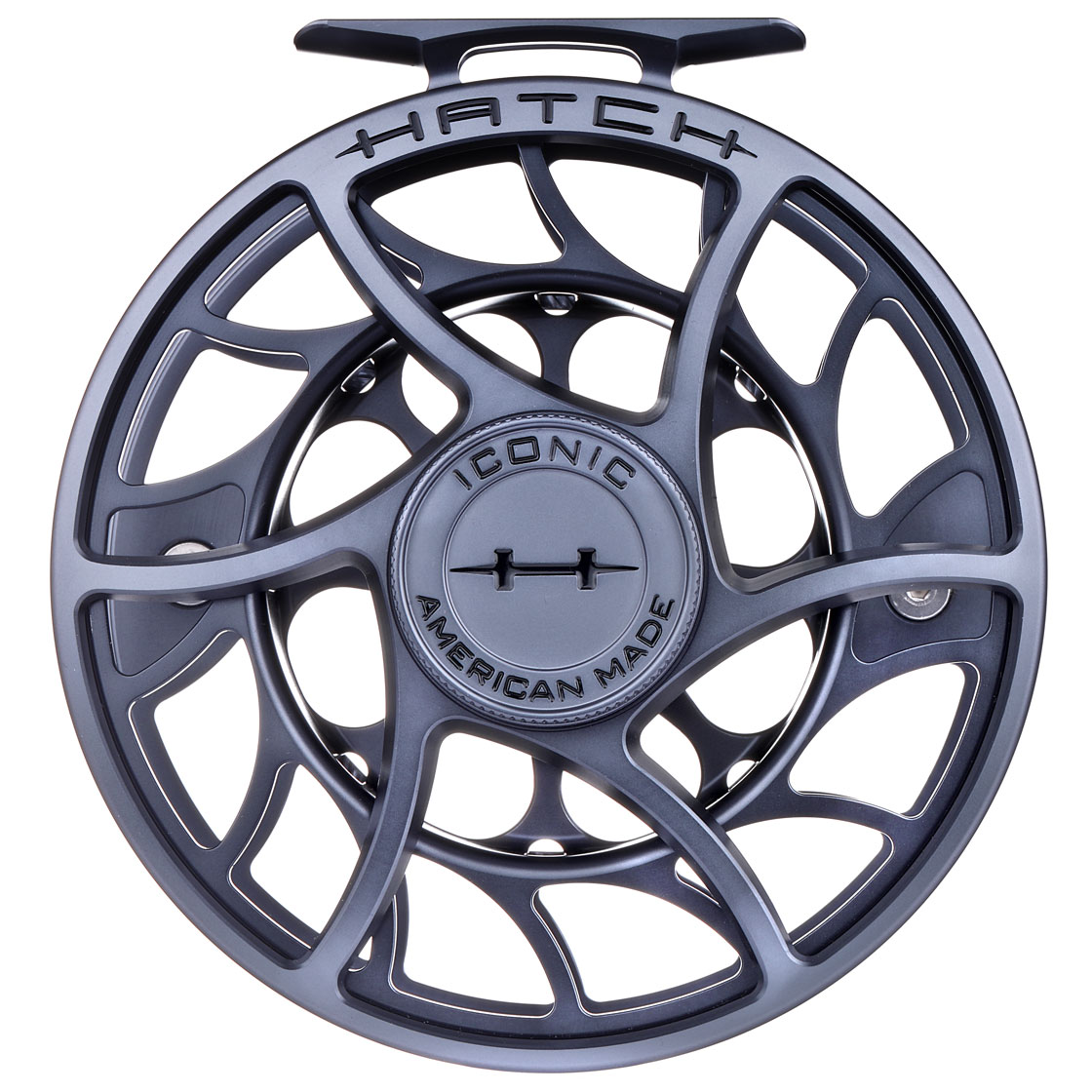 P-23101_Hatch-Iconic-Fly-Reel-Fliegenrolle-Large-Arbor-gray_black_front Hatch Iconic Fly Reel Large Arbor gray/black