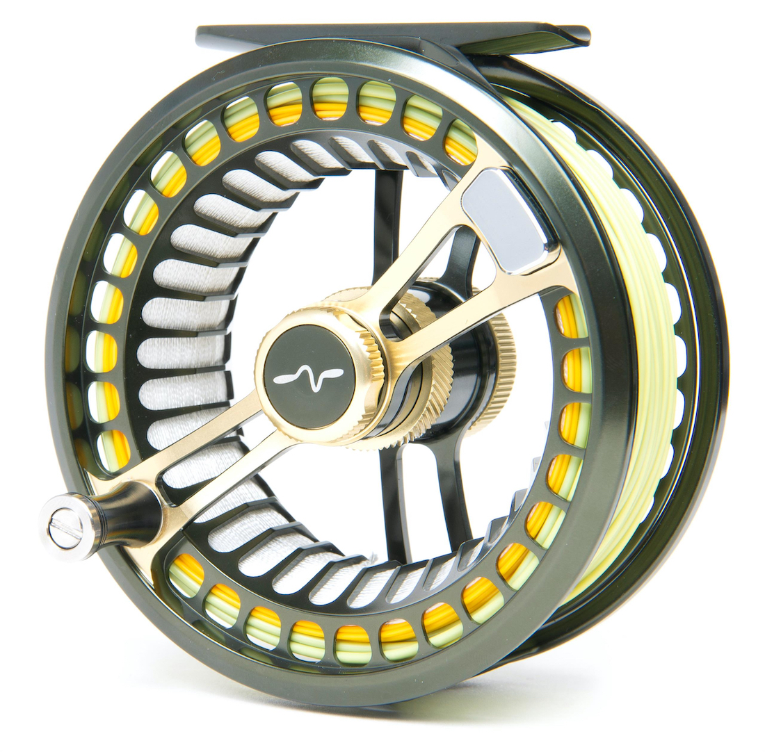 P-23761_Guideline_Fario_LW_Fliegenrolle_CoolGreyBrown_1 Guideline Fario LW Fly Reel dark grey green/gold