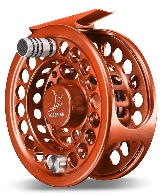 P-20600_Vosseler_Fliegenrolle_DC2_Oragne_Front Vosseler DC2 Fly Reel orange