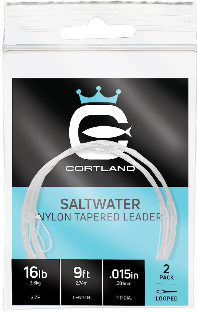 Cortland Saltwater Nylon Tapered Leader - 2 Pack - Clear 12 ft Pre-Looped Leader