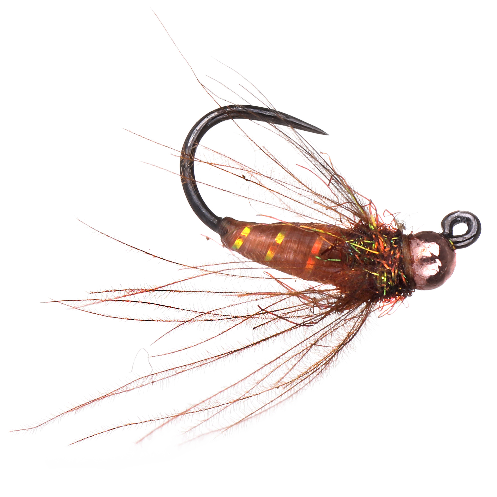 Fulling Mill Nymph Callie's Jiggable Caddis Brown Barbless #14