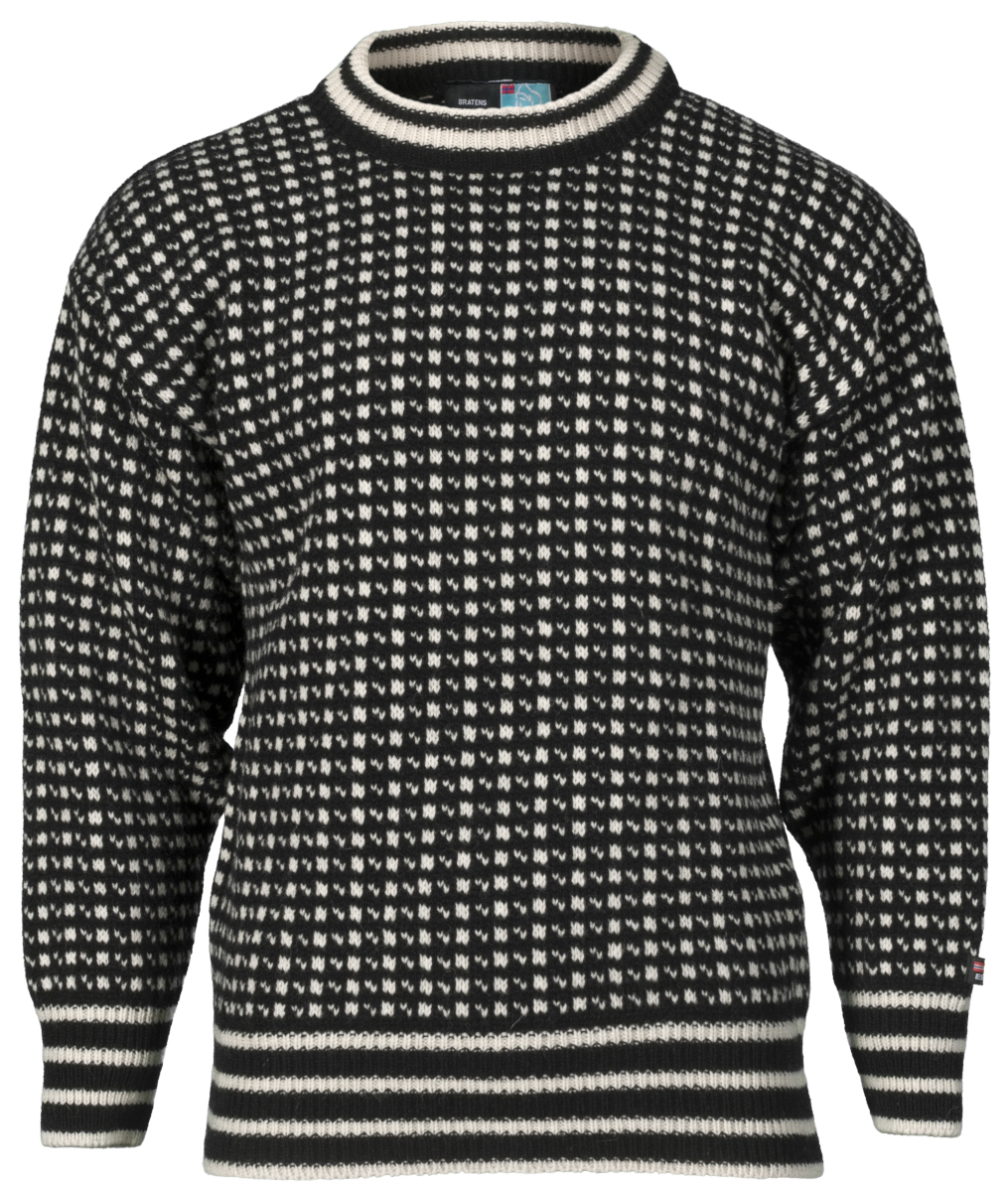 Bratens 100% Norway Islender Sweater Pullover black-white