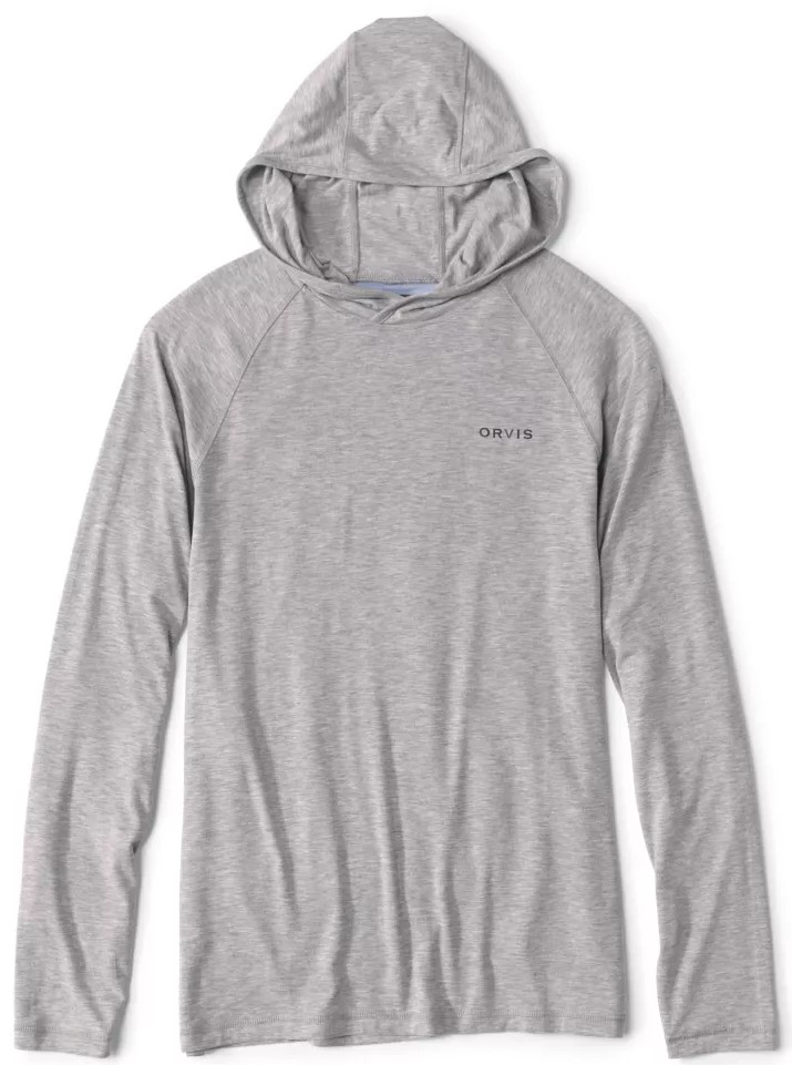 Orvis Dricast Hoodie Sunshirt UPF 50+ sun protection shirt light heather blue