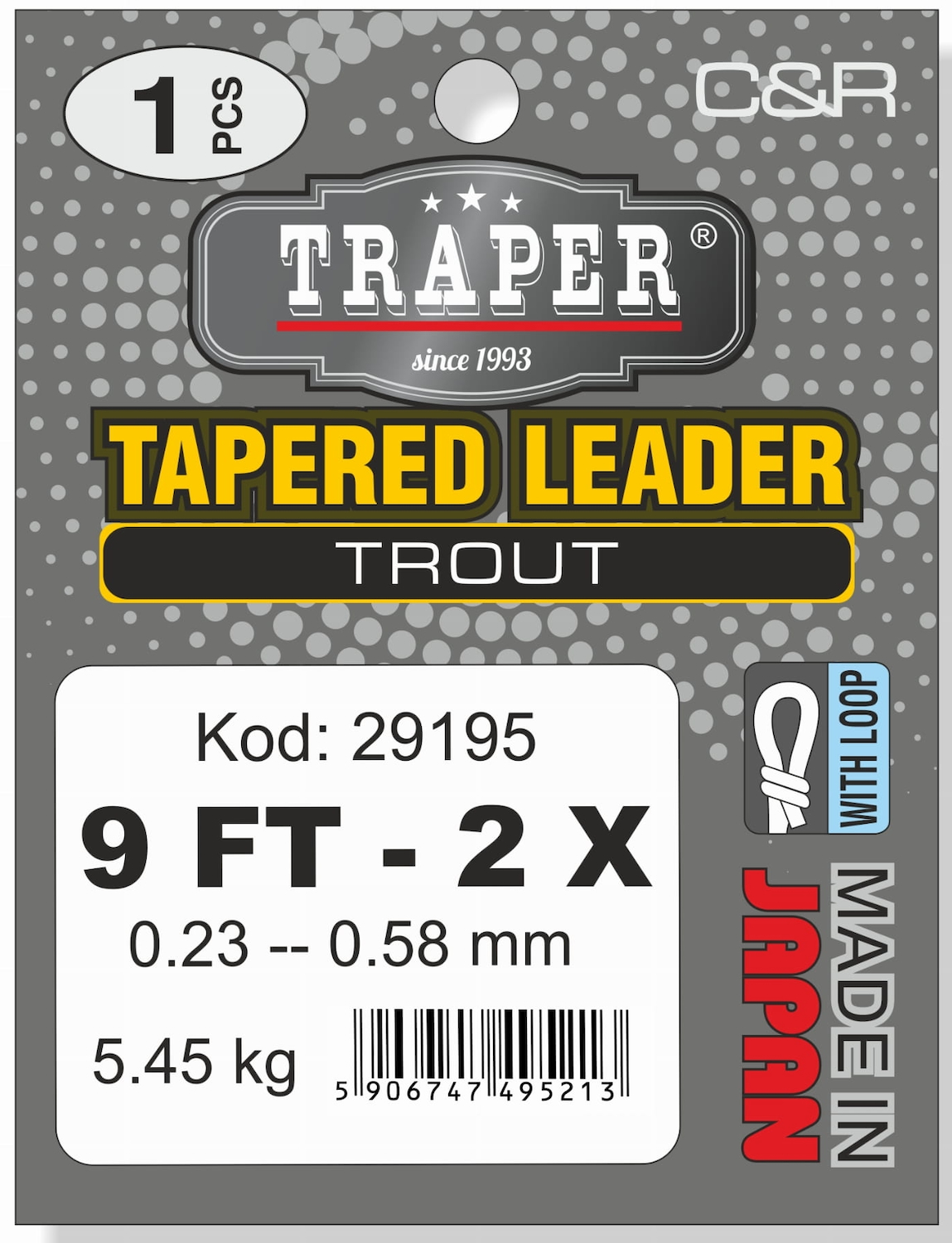 Traper Tapered Leader Trout 9 ft Pre-Looped