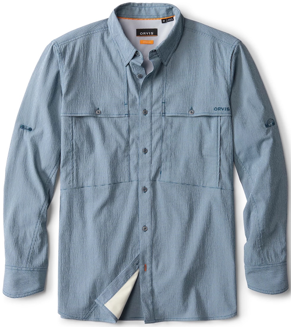 Orvis Open Air Caster Shirt Solid Tall UPF 40 Sund Protection Shirt blue lagoon snow