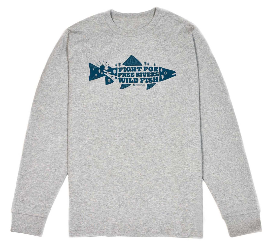 Froedin_Flies_Longsleeve_Free_Rivers_Wild_Fish_heather_grey_1 Frödin Free Rivers & Wild Fish Long Sleeve T-Shirt heather grey