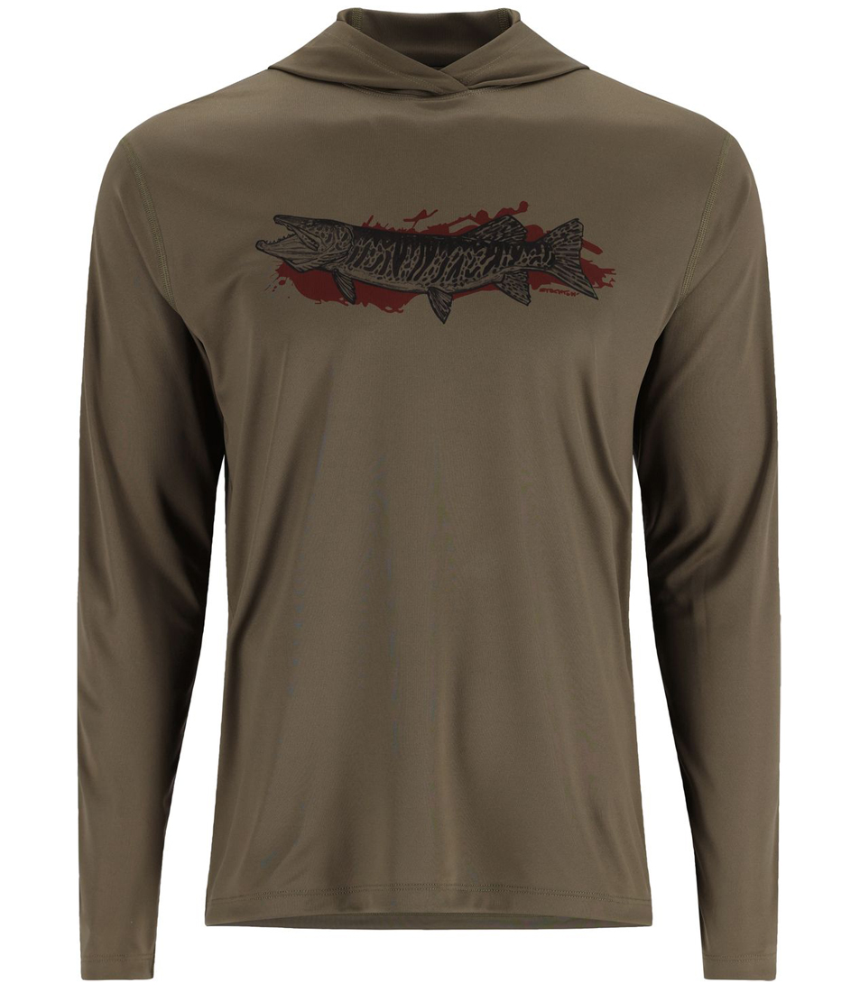 Simms Tech Hoody Artist Series musky logo dark stone