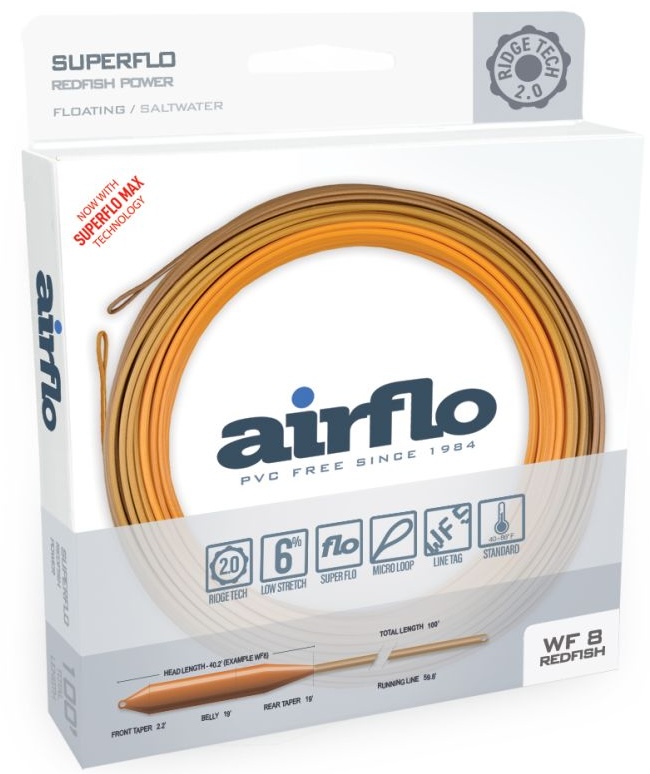Airflo Ridge 2.0 Gulf Redfish Cold Saltwater Water Floating Power Core Fly Line Amber/Tan