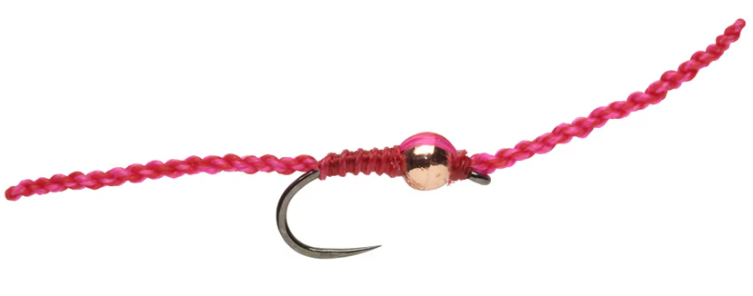 P-29122_Fulling_Mill_Oleans_pink-Red_DNA_Worm_ Fulling Mill Tactical Nymphs Olsens DNA Worm Pink & Red Barbless