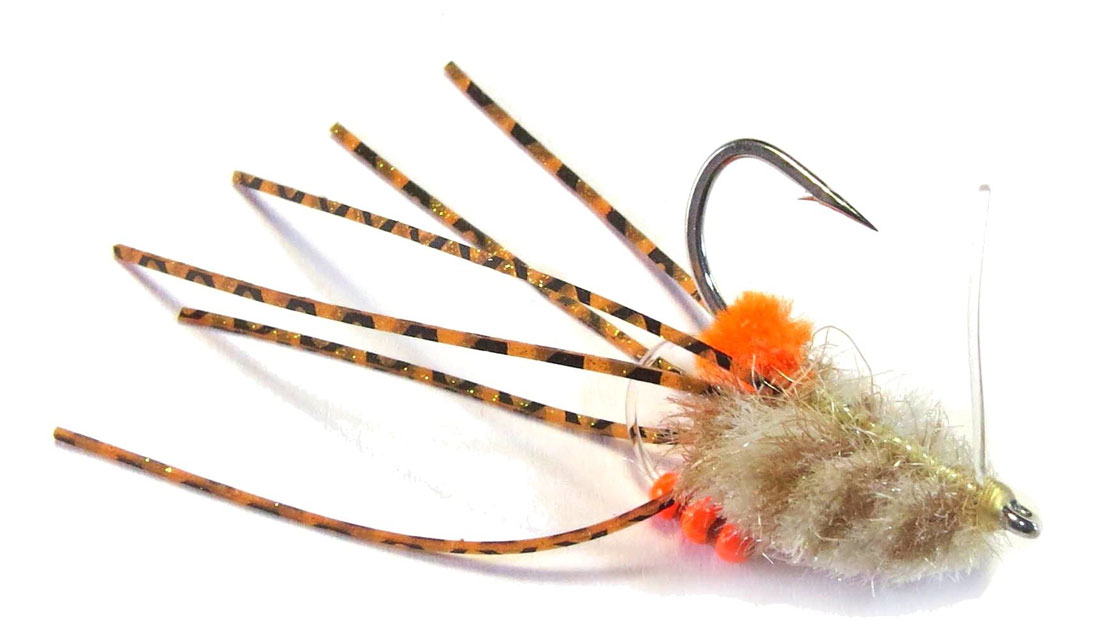 H2O Saltwater Fly - Rolling Bead Box Crab shrimp/brown