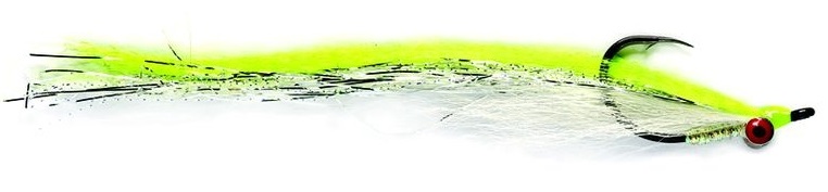 Fulling-Mill-Salzwasserfliege-Clouser-Mega-Chartreuse-White Tying Example