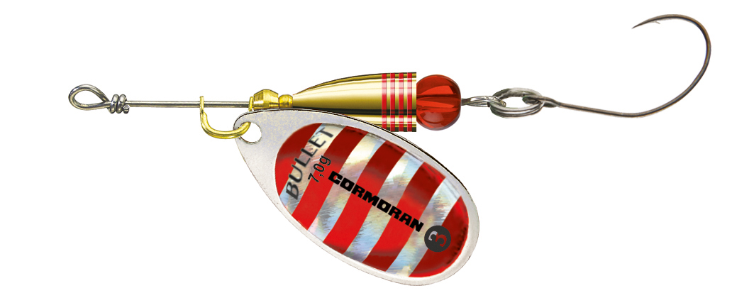 Daiwa Cormoran Bullet Spinner Einzelhaken silver/red striped
