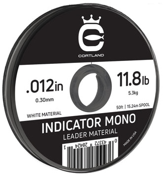 Cortland Indicator Mono Leader Material - Sighter - White Leader Material 50 ft