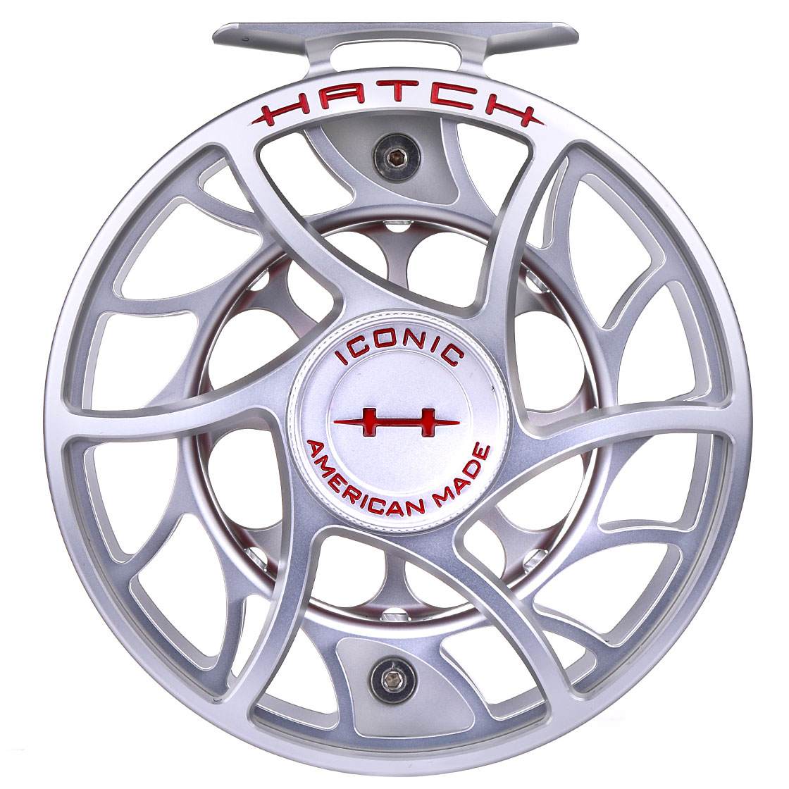 P-23100_Hatch-Iconic-Fly-Reel-Fliegenrolle-Large-Arbor_front Hatch Iconic Fly Reel Large Arbor clear/red