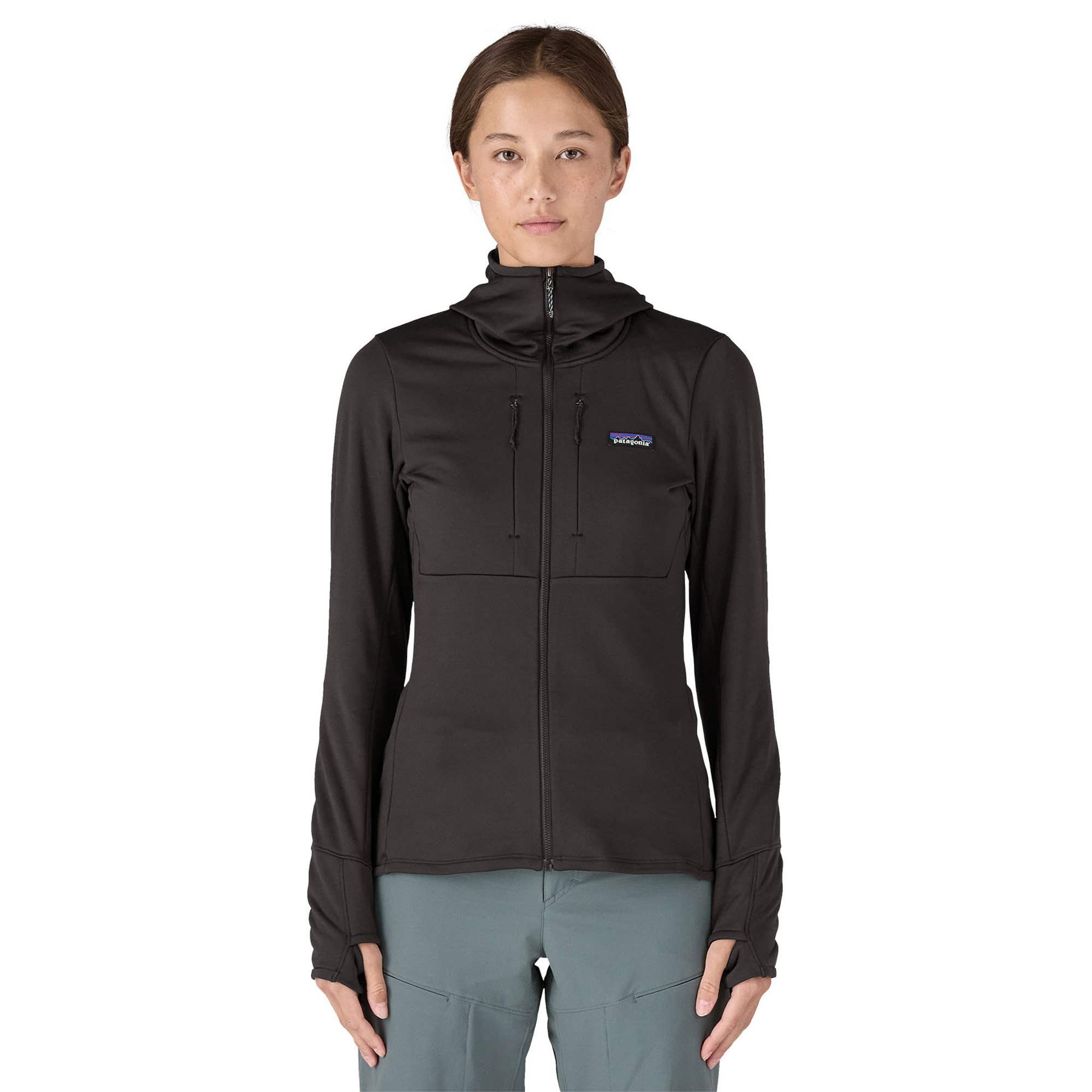 Patagonia W's R1 Thermal Full-Zip Hoody Fleece Jacket BLK - Black