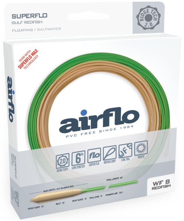 Airflo Ridge 2.0 Gulf Redfish Warm Saltwater Water Floating Power Core Fly Line Tan/Green