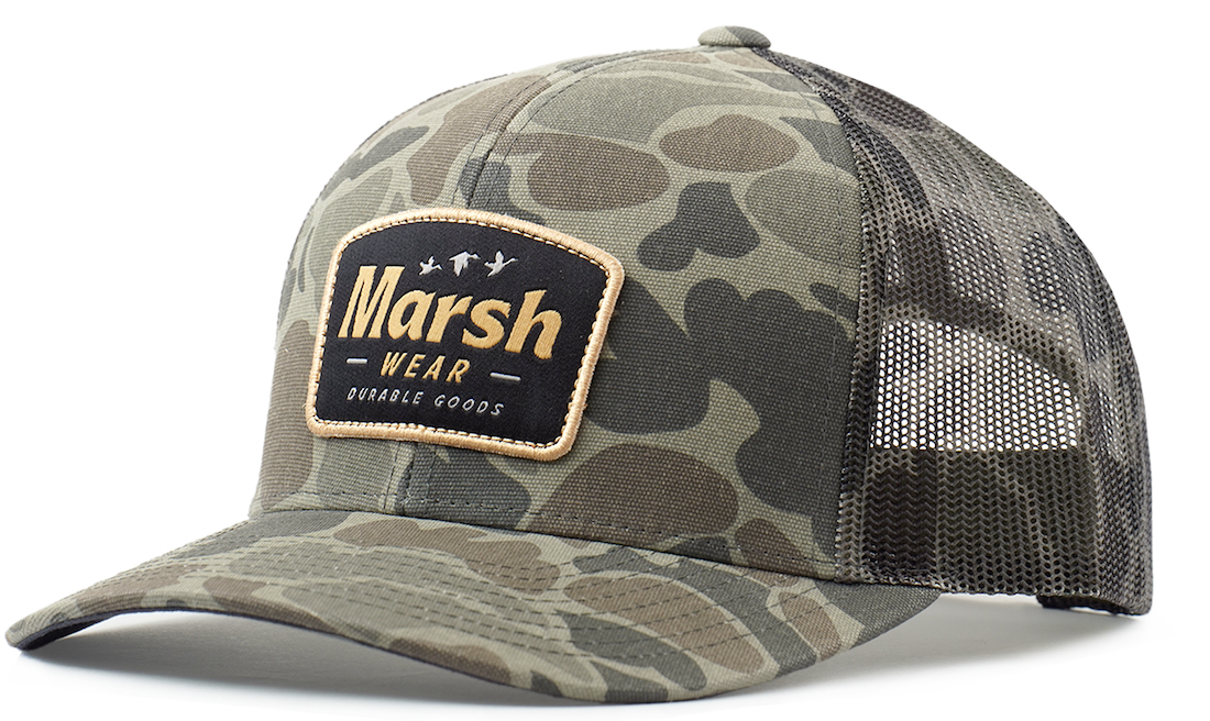 P-29372_Marsh_Wear_Formation_Kappe_Dark_Green_Mallard_Camo_ Marsh Wear Formation Trucker Cap Dark Green Mallard Camo