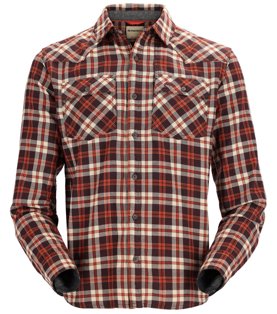 Simms_Santee_Flannel_Shirt_Hemd_maghoany_tan_camp_plaid_1 Simms Santee Flannel Shirt maghoany/tan camp plaid