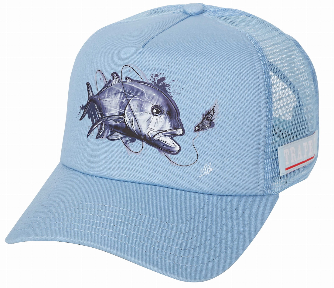 P-26524_Traper_art_Series_Kappe_GT_ Traper Art Cap GT Giant Travelly blue Hat