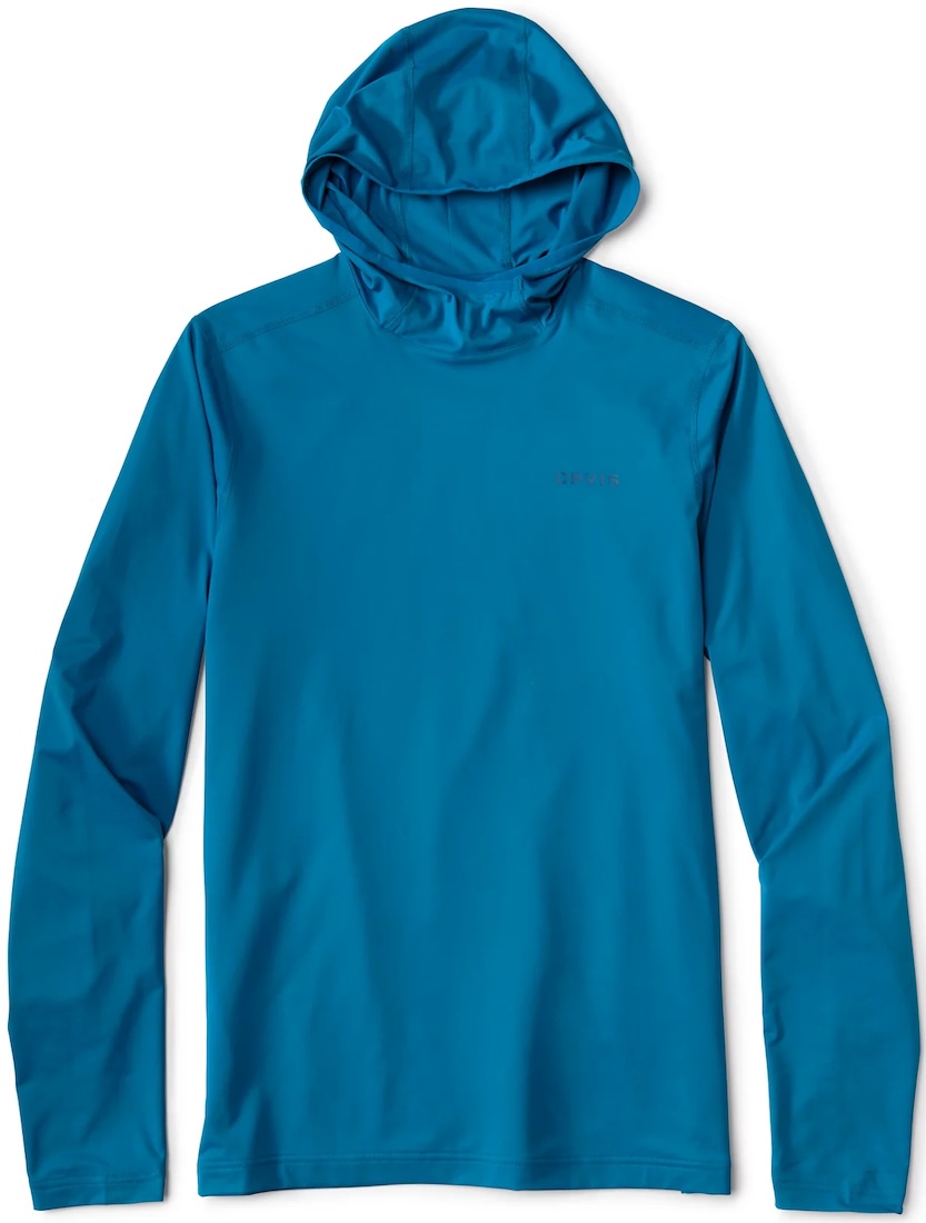 Orvis Sun Defense Printed Hoodie Sunshirt UPF 50+ pacific blue