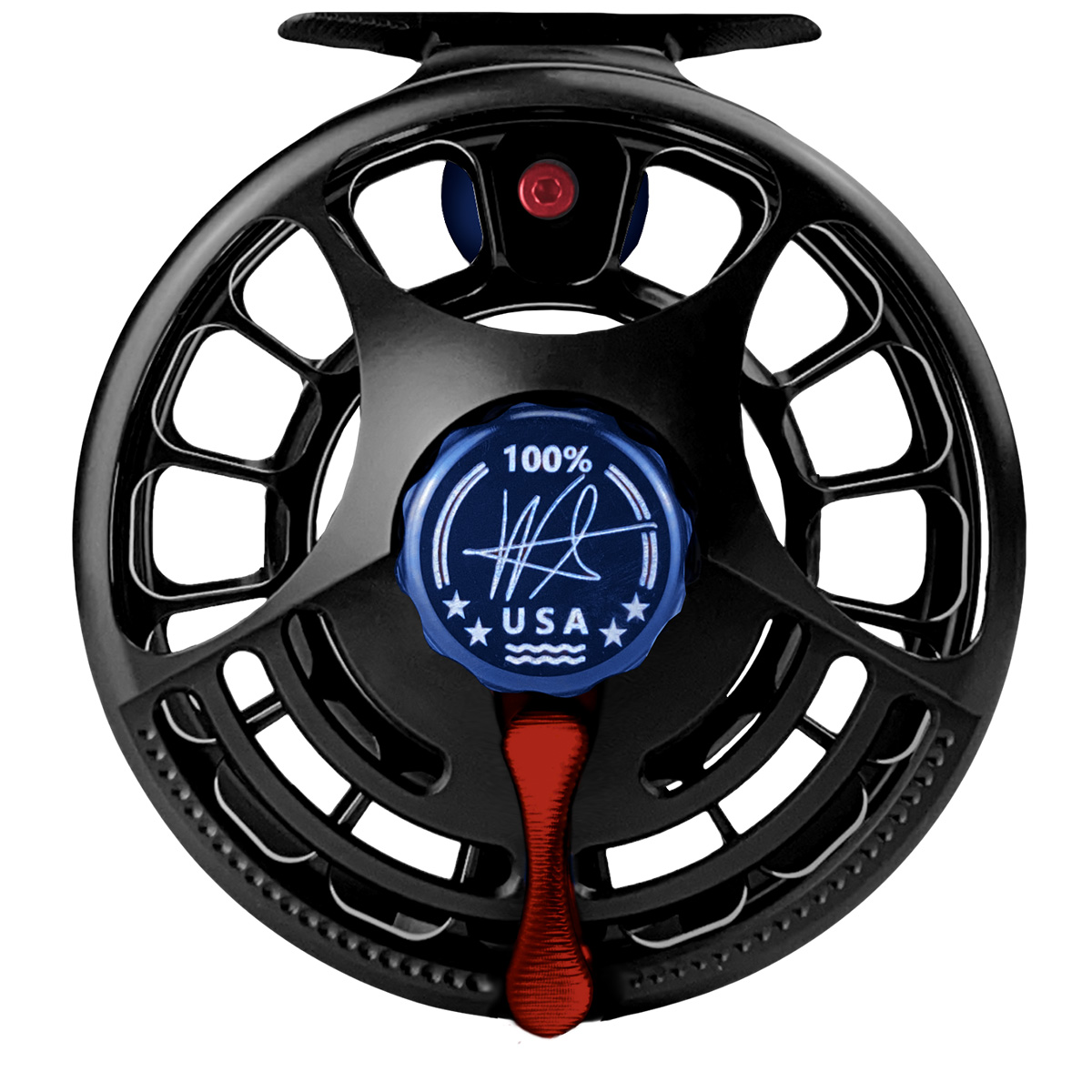 Seigler_Fliegenrolle_black_red_blue_MF MF 9/10
