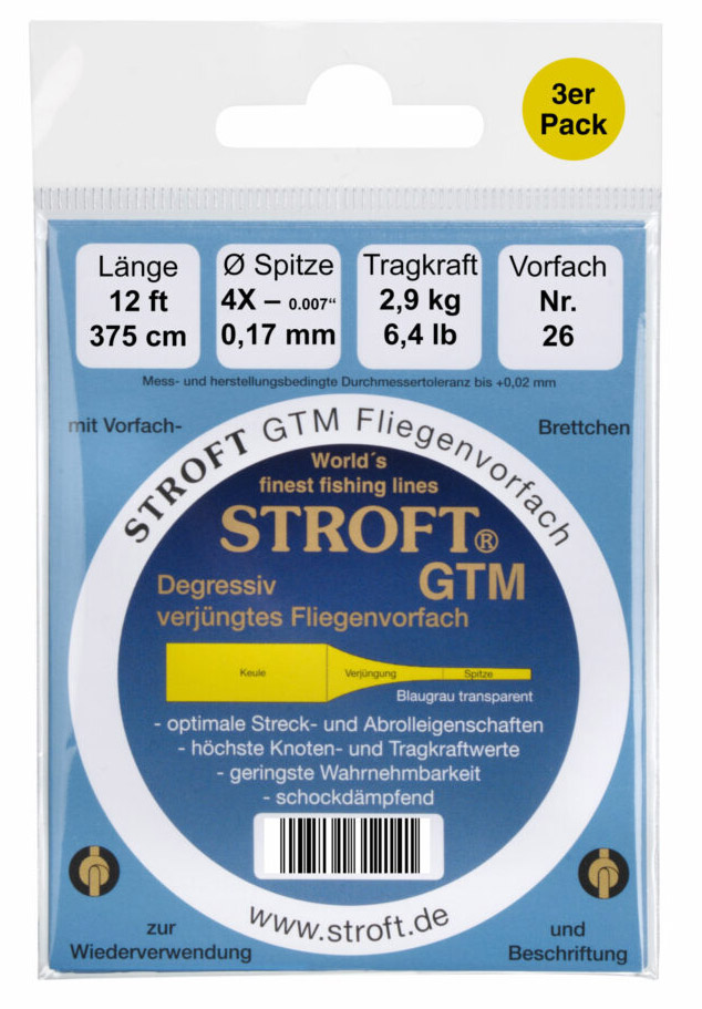 Stroft_3er_Pack_12_ft_Titel_1 Stroft GTM Tapered Leader 12 ft 3-Pack
