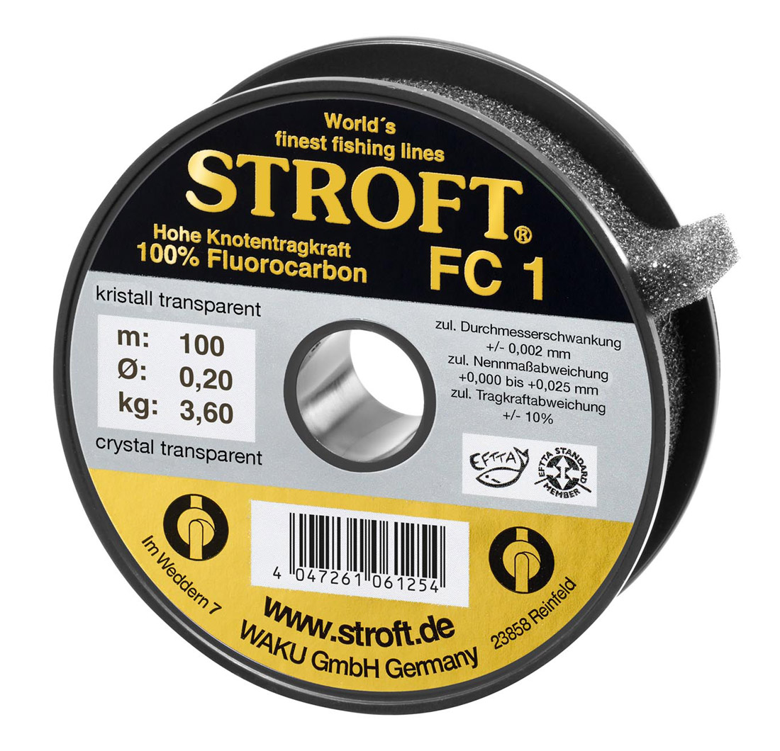 Stroft_FC1_100m_Spule_Titel Stroft FC1 Fluorocarbon Tippet Material 100m Spool