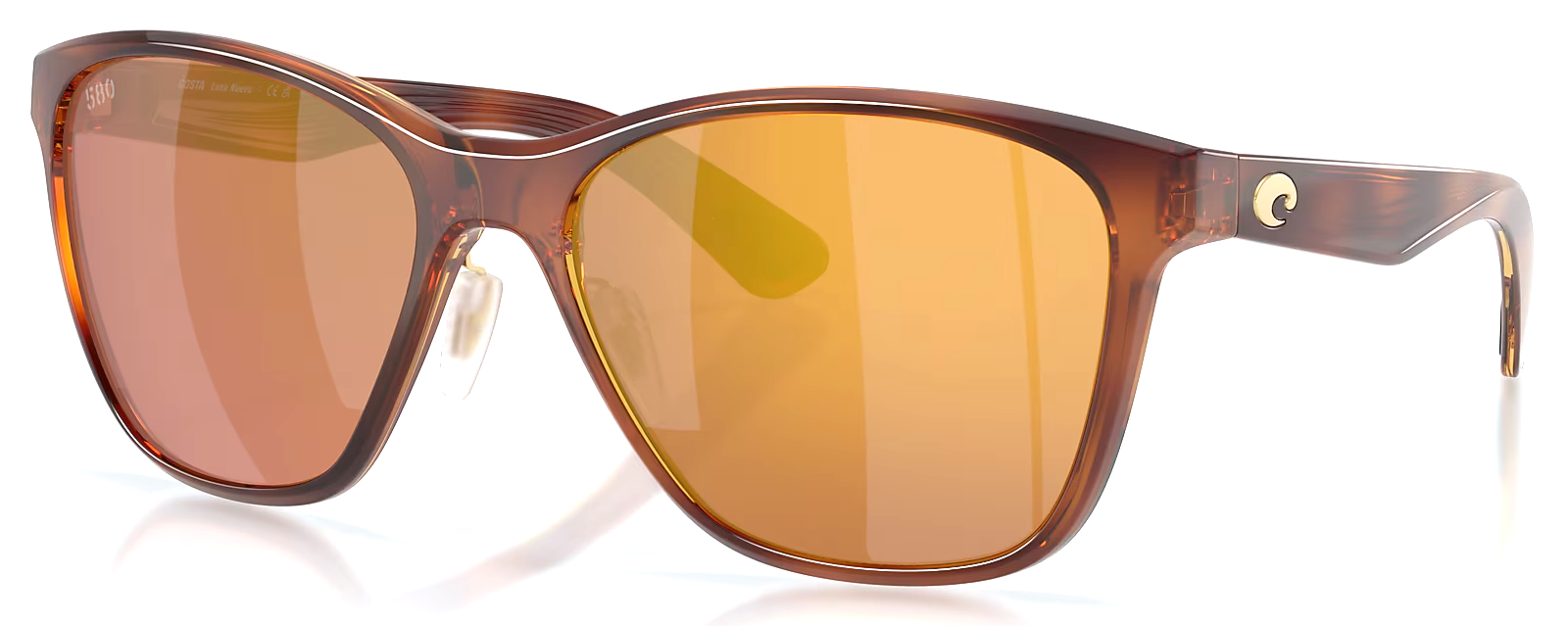 Costa Womens Polarised Glasses Lune Nueva Toroise Gold Mirror 580P