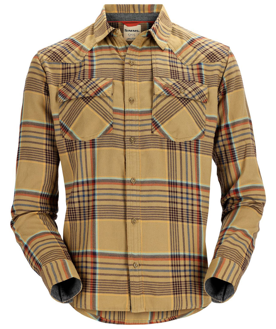 Simms_Santee_Flannel_Shirt_Hemd_camel_navy_clay_neo_plaid_1 Simms Santee Flannel Shirt camel/navy/clay neo plaid