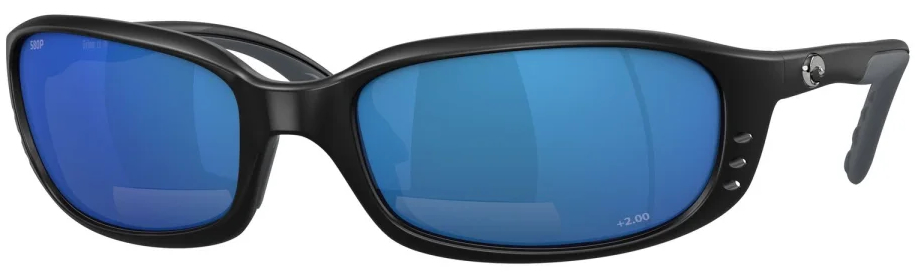 Costa Polarized Glasses Brine Readers Magnifier Matte Black (Blue Mirror 580P +2.00)