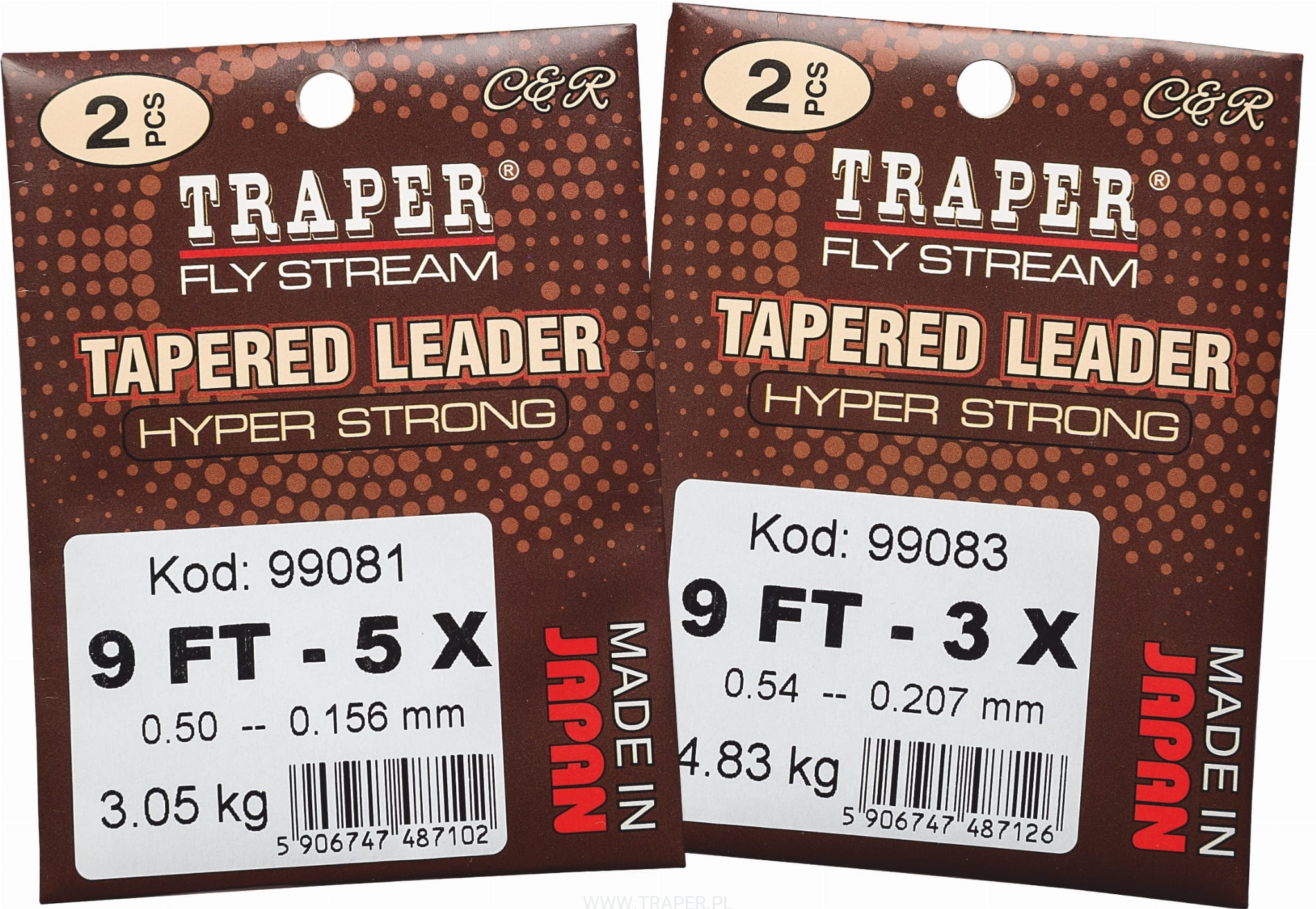 Traper Tapered Leader 9 ft Hyperstrong 2 pc Pack