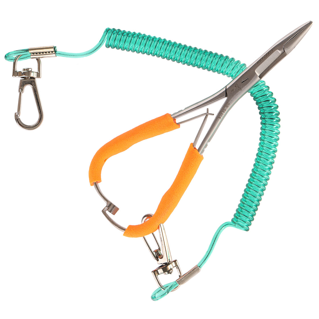 P-21933_clamp_satin_rubber Dr. Slick Mitten Scissor Clamp 5" w/ Rubber Handle  satin