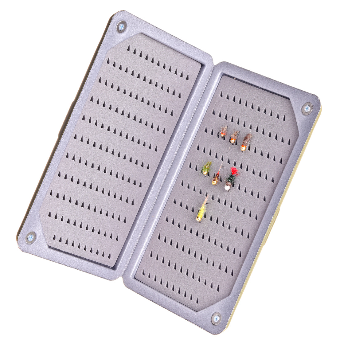 adh-fishing Tungsten Nymphen Set 7 pieces on AHREX by Superflies box olive