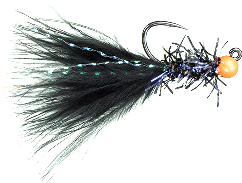 MFC Chan's Straggle Leech  Black & Hot Orange Bead Barbless #10