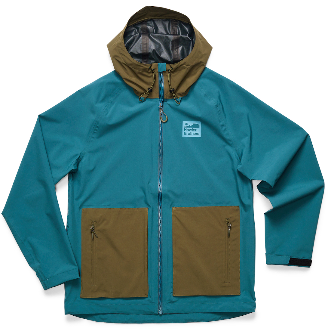 Howler Brothers Storm Splitter Rain Shell Jacket - Dark Teal Dark Olive